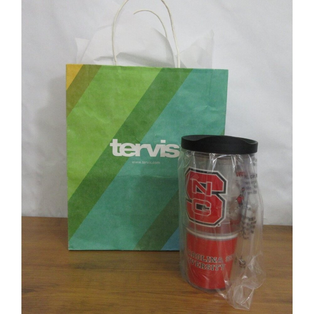 Tervis 24oz Tumbler NC State University Wolfpack Wrap Red w/ Black Lid NEW